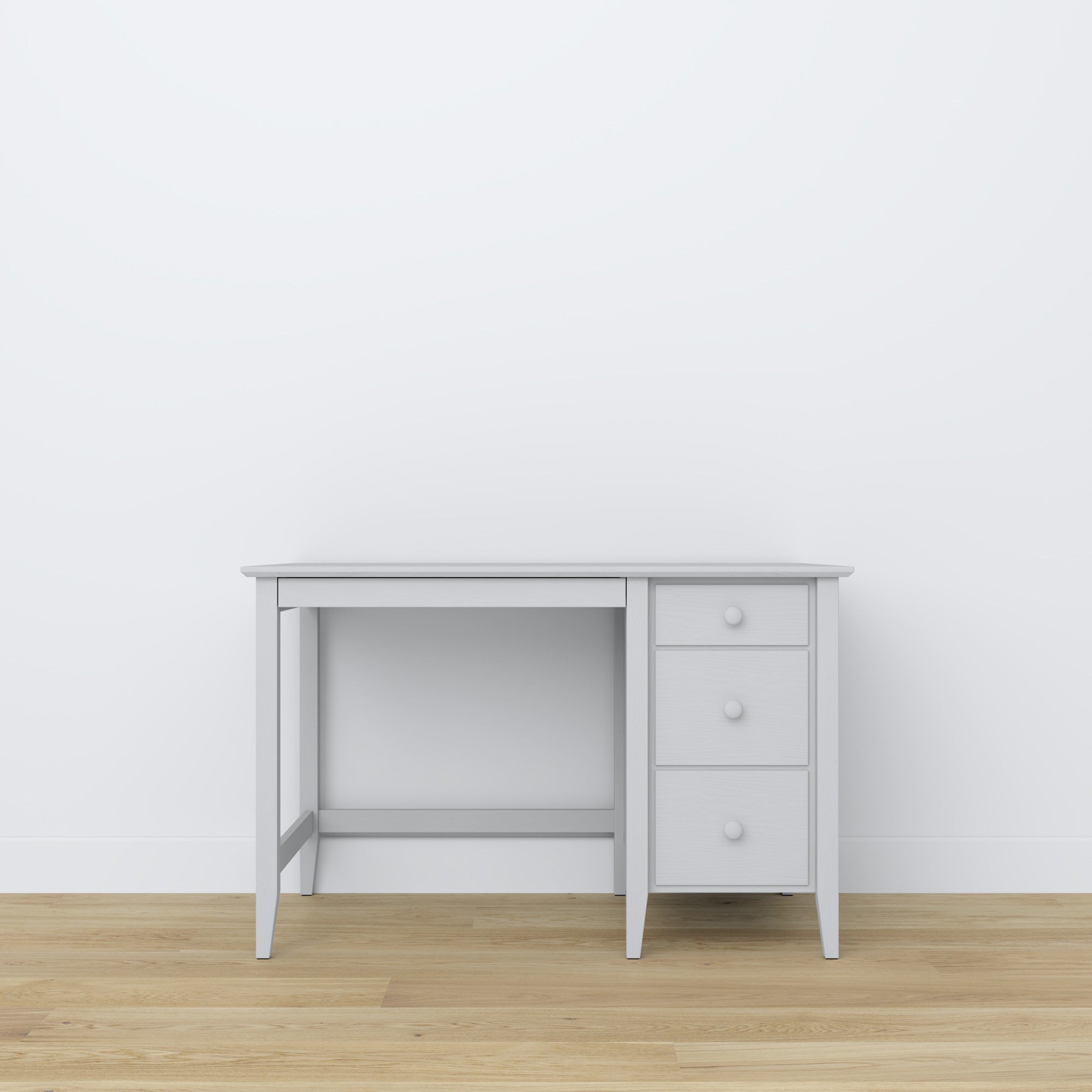 Desk 3S grey wooden – side view, tabletop depth