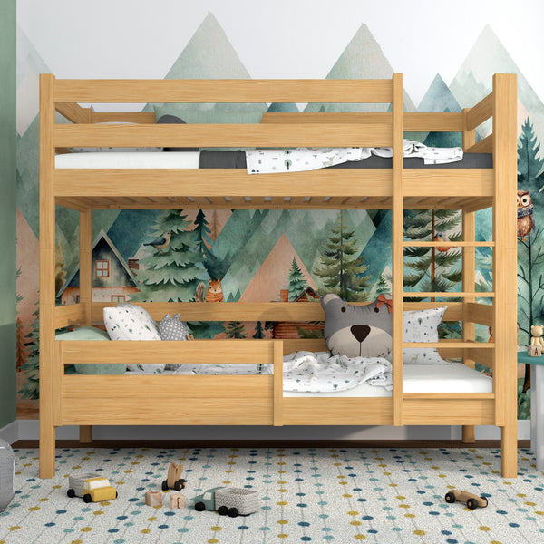Safety rail natural pine – wooden, front view, Nizio Home