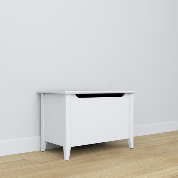 Chest white – wooden, closed lid, front view, Nizio