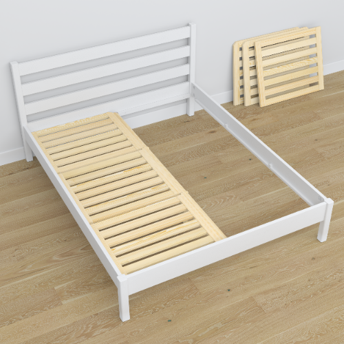 Wooden double bed white – dimensions and diagram, Nizio Home