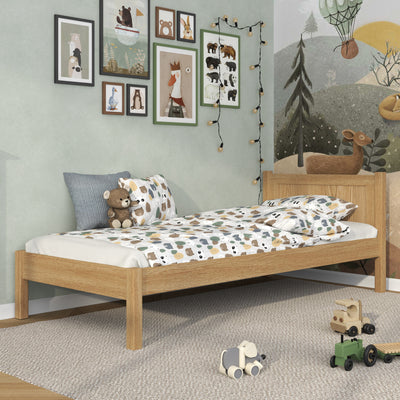 Single oak bed natural oak – children’s room, solid wood, scandi style