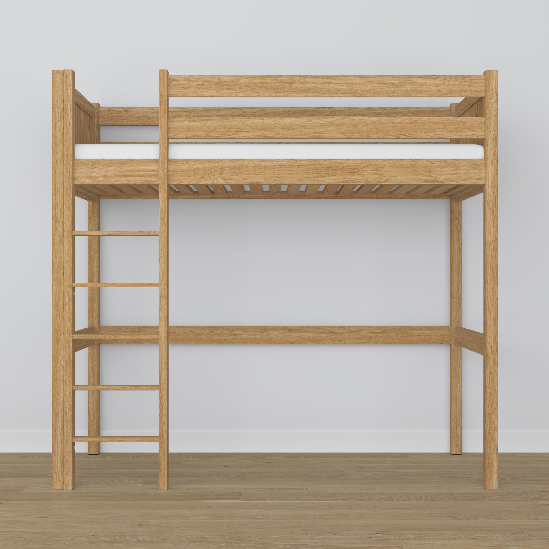 Loft bed natural oak – oak ladder and safety rail, Nizio Home