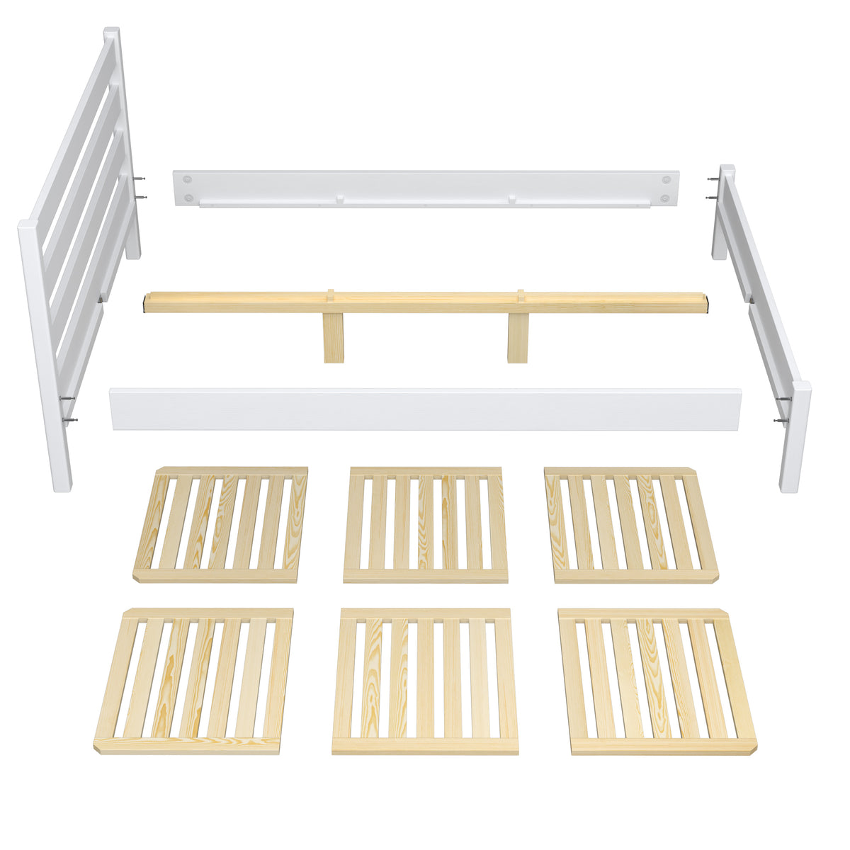 Double bed natural oak – oak slatted frame, Nizio Home