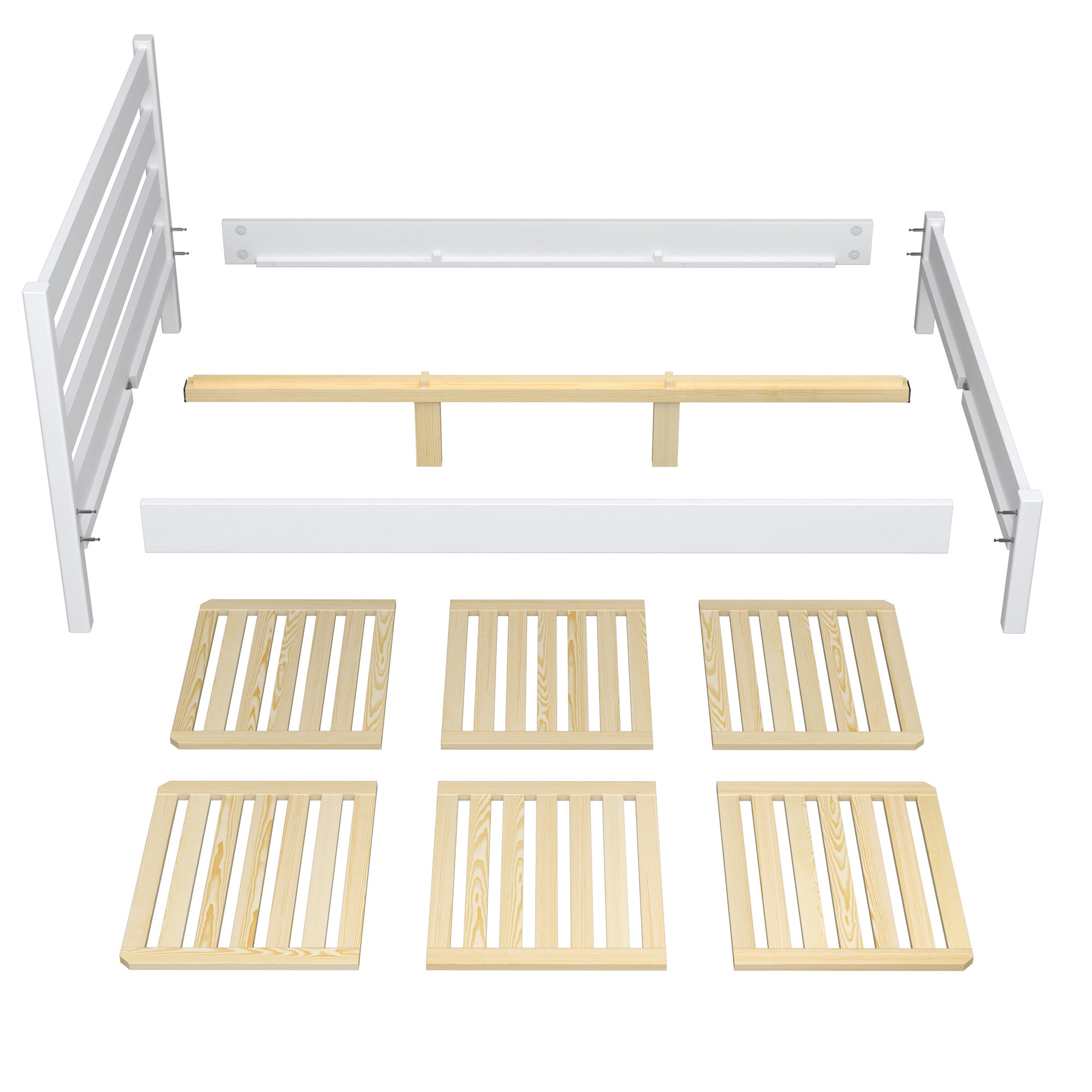 Double bed natural oak – oak slatted frame, Nizio Home