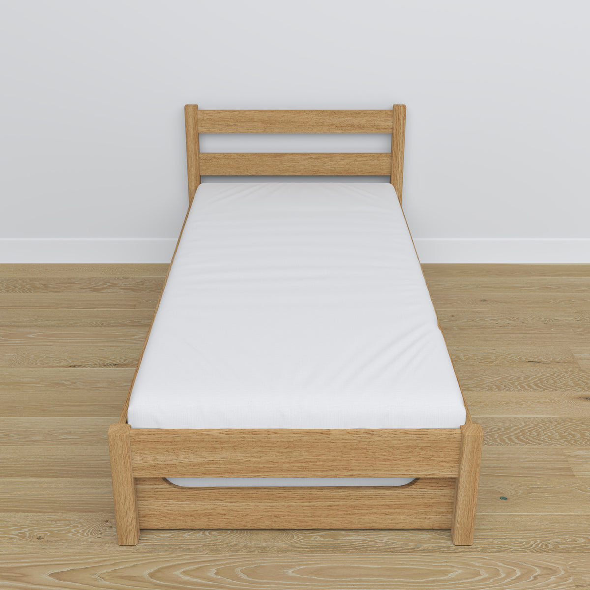 Natural Oak Bed – Mattress Drawer, Oak Details, Nizio Home