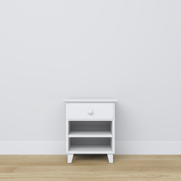Bedside table with drawer N02 wooden white – bedroom, Scandinavian style