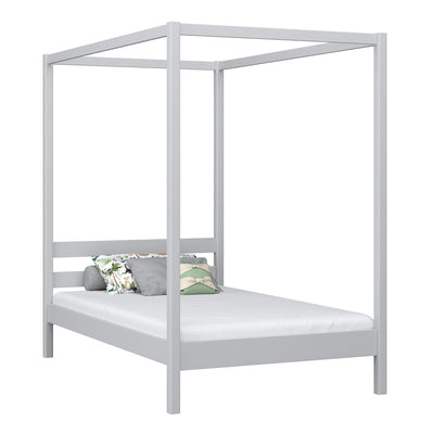 Wooden grey canopy bed – child’s room, Scandinavian style, Nizio