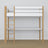 Loft bed white/oak with desk – study space under the sleeping area, wooden