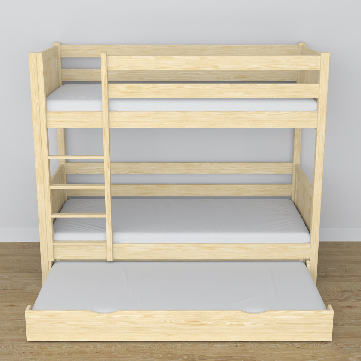 Bunk Bed with Mattress Drawer Clear Pine Wooden – Solid Wood, Scandi Style