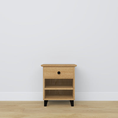 Bedside table with drawer N02 oak natural oak with black – bedroom, Scandinavian style