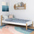 Bed white/oak – wooden headboard, close-up on wood quality, Nizio