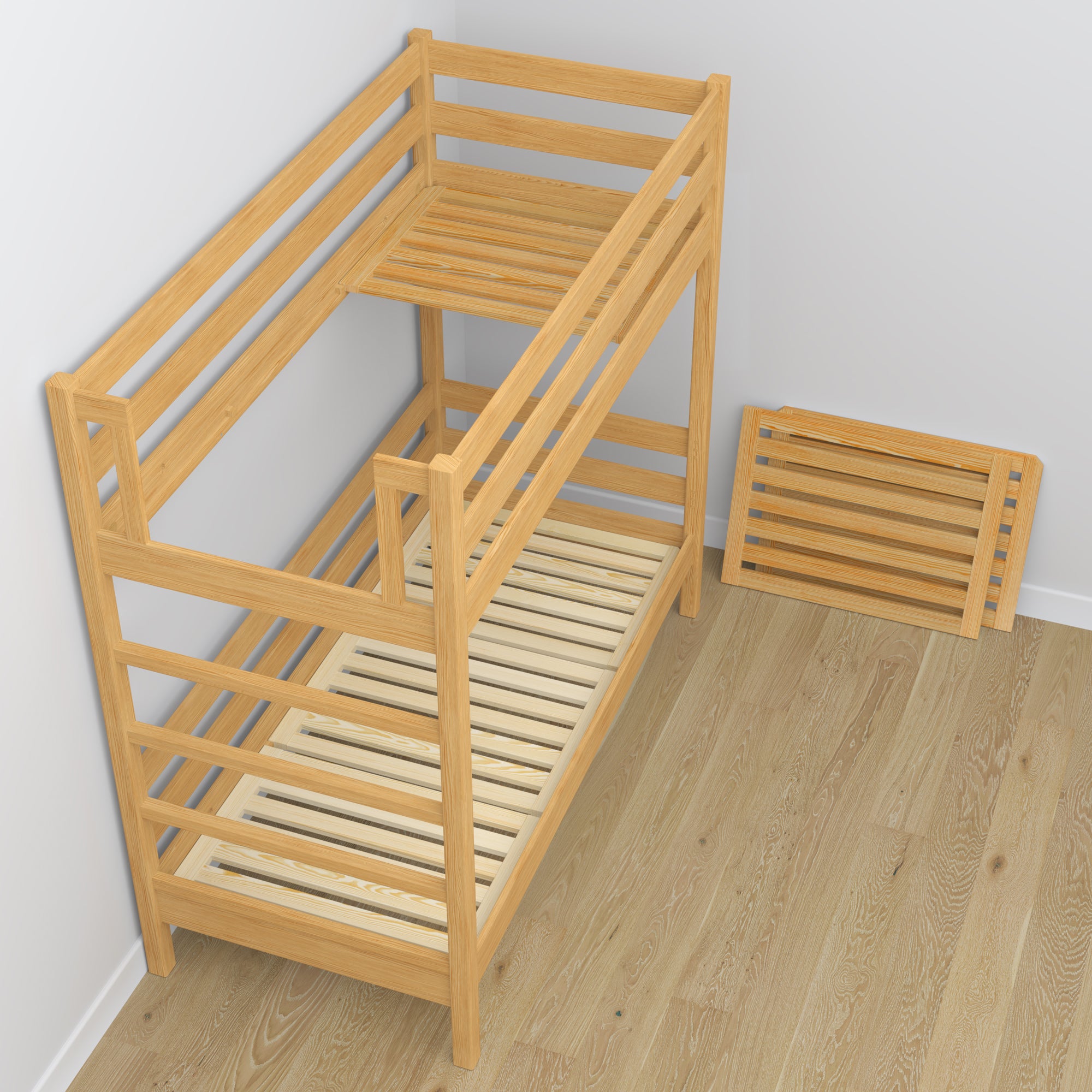 Natural Pine Wooden Bunk Bed – Dimensions and Diagram, Nizio