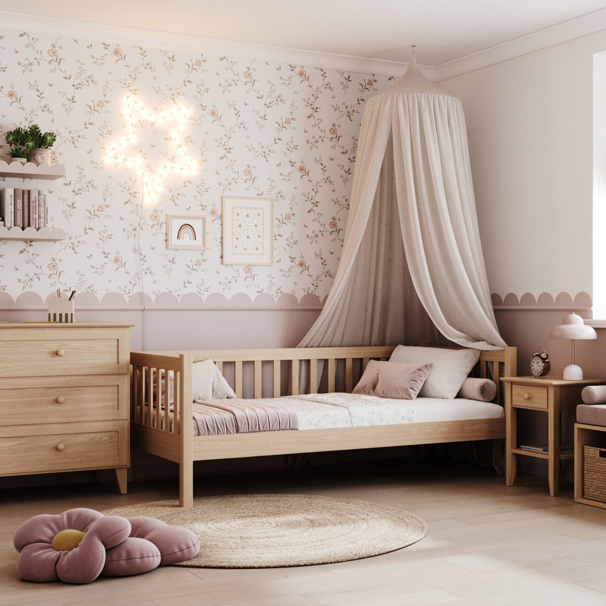 Sofa bed oak natural oak – children’s room, Scandinavian style Nizio