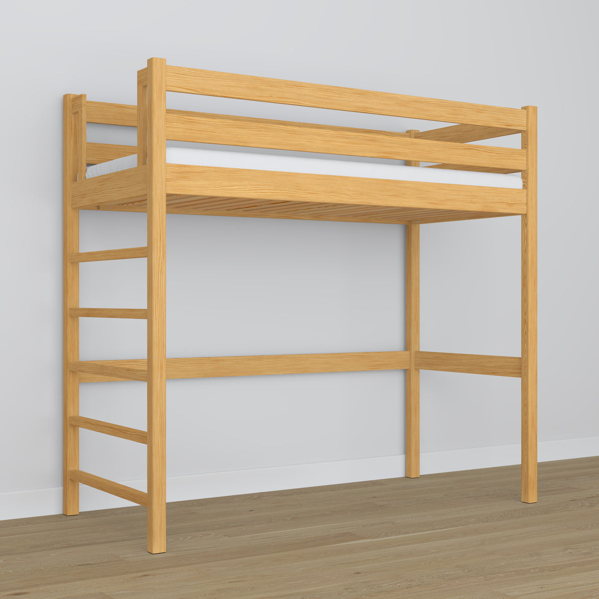 Loft bed natural pine wooden – dimensions and diagram, Nizio
