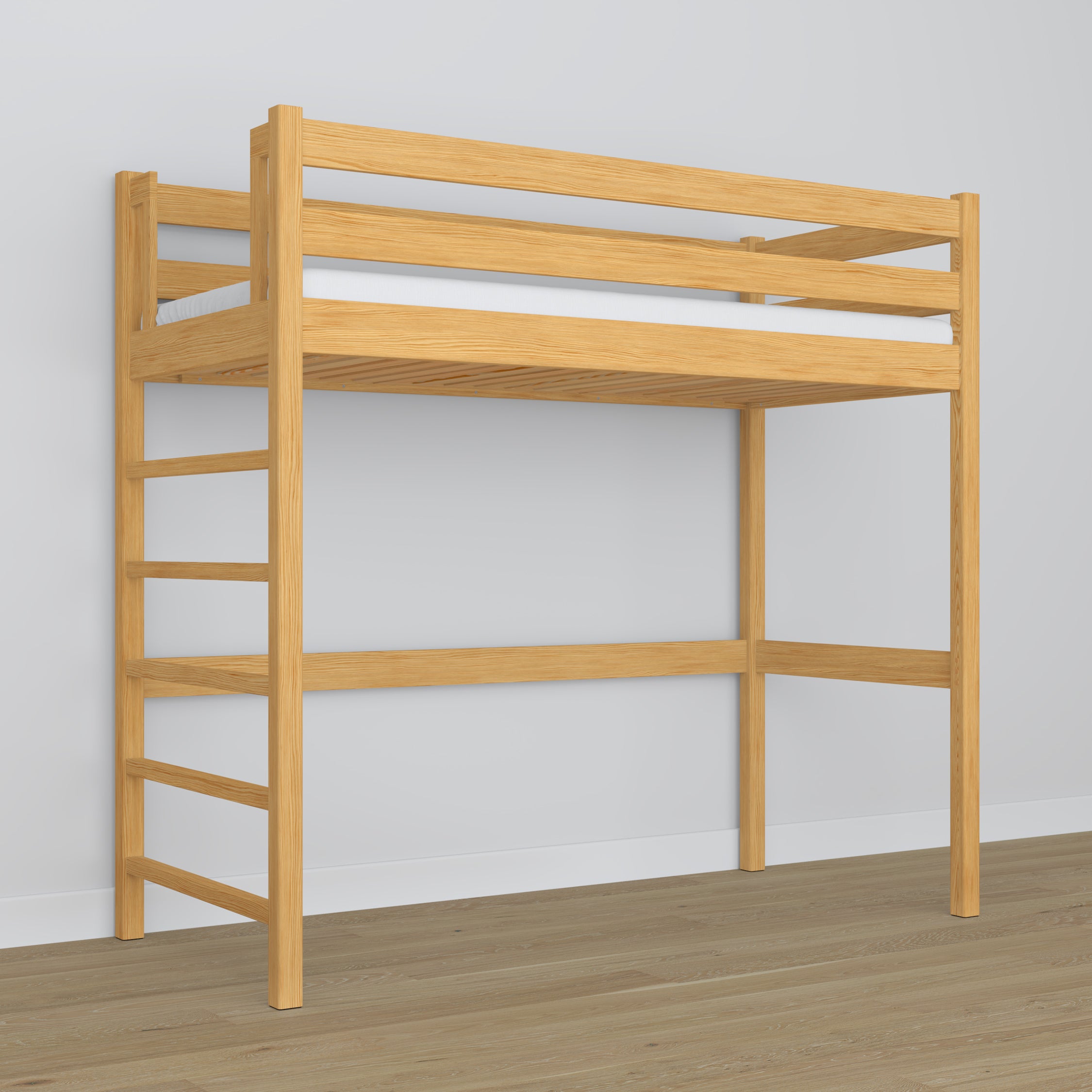 Loft bed natural pine wooden – dimensions and diagram, Nizio