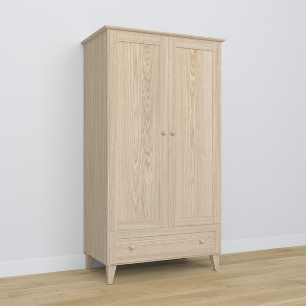 Wardrobe 2D1S bleached oak in bedroom – Scandinavian arrangement, oak wood, Nizio