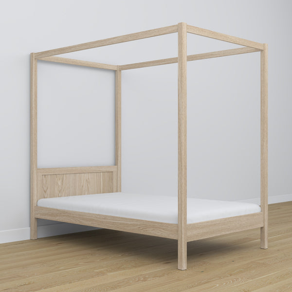 Bleached Oak Canopy Bed – Decorative Oak Frame, Safe for Children