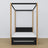 Black and Oak Canopy Bed with Drawer – Side View, Wooden, Nizio