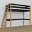 Loft bed black/oak wooden – dimensions and diagram, Nizio