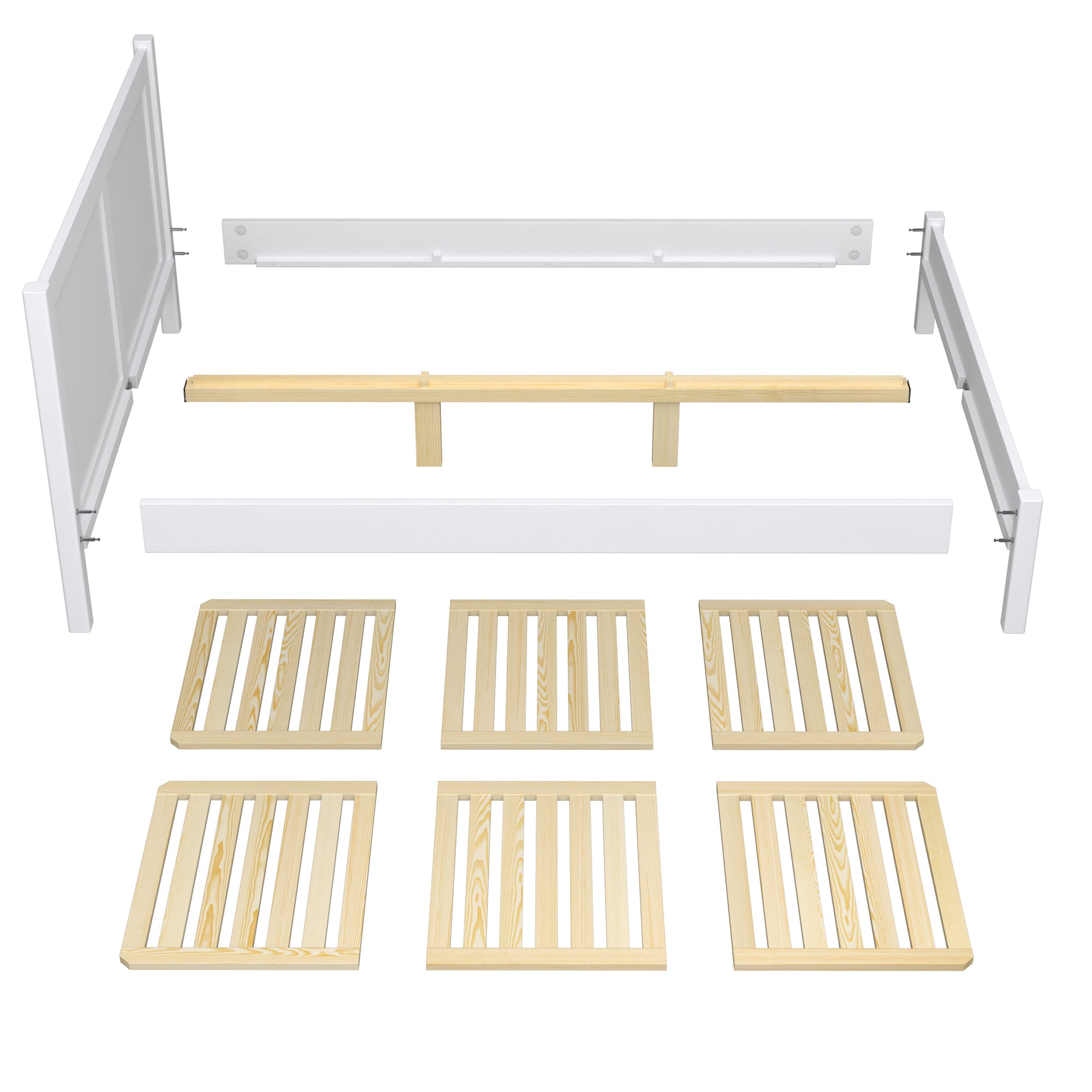 Double bed clear pine – wooden slatted frame, Nizio Home