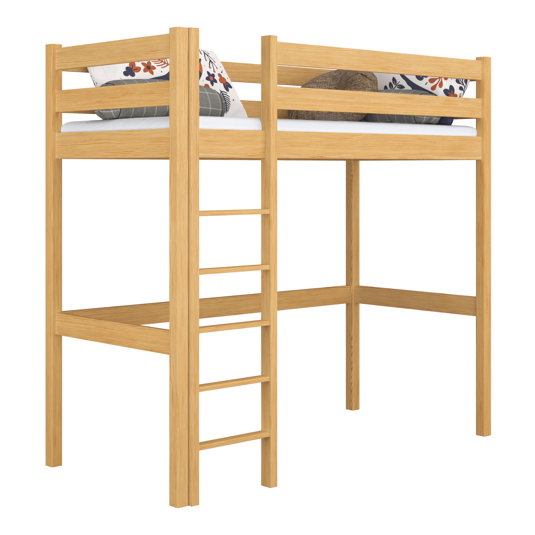 Natural Pine Wooden Loft Bed – Children’s Room, Solid Wood, Scandi Style