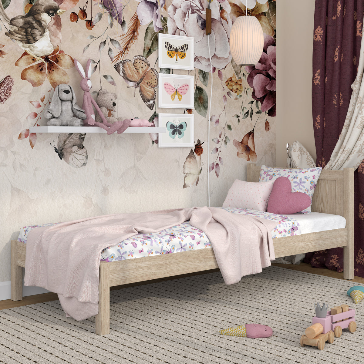 Bleached Oak Bed – Oak Headboard, Wood Quality Close-up, Nizio