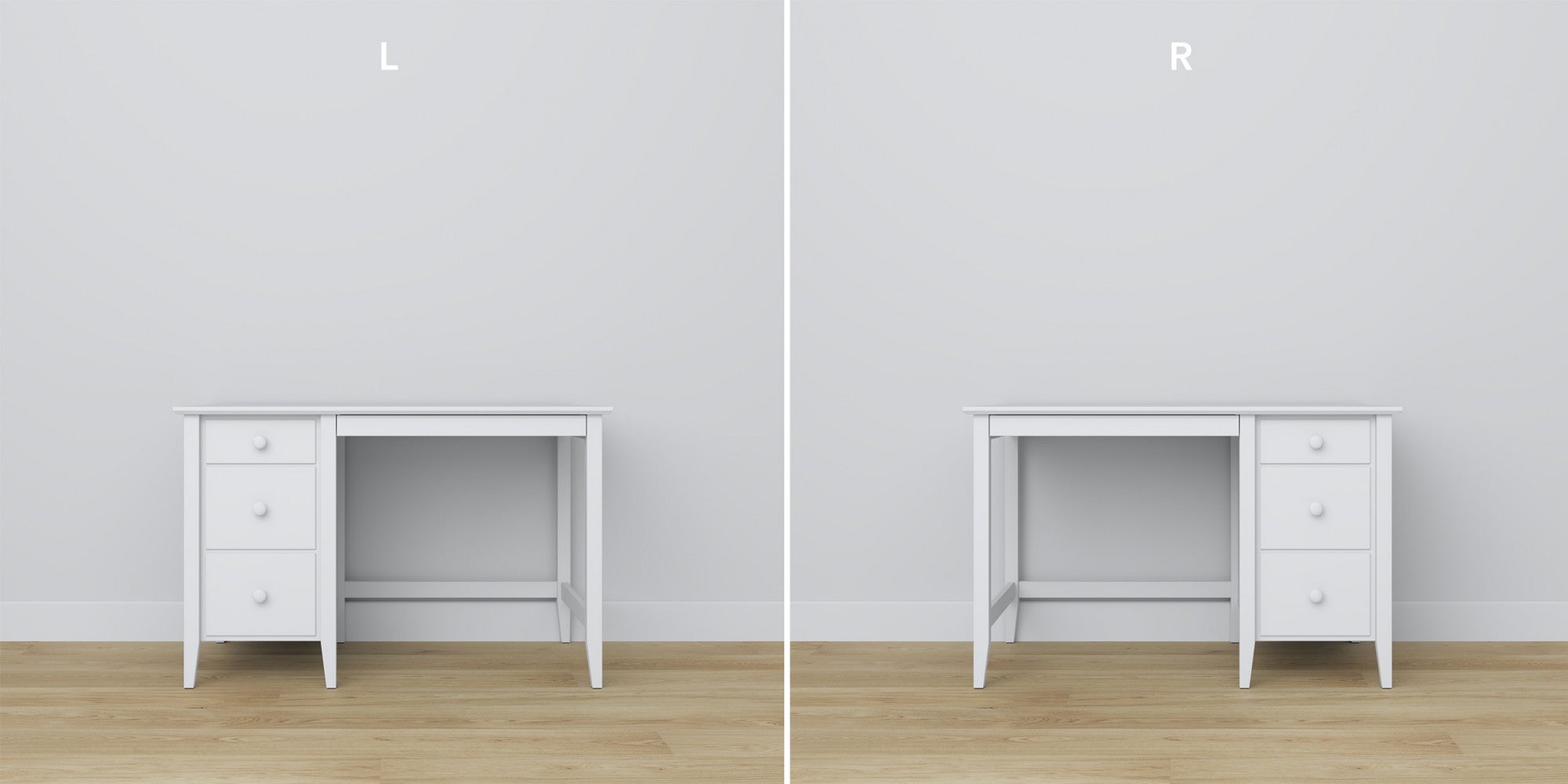 Desk 3S wooden white – joint details, high quality by Nizio