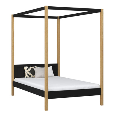 Wooden black-oak canopy bed – child’s room, Scandinavian style, Nizio