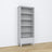 Bookcase 1S 80 grey – wooden, full height, front view, Nizio