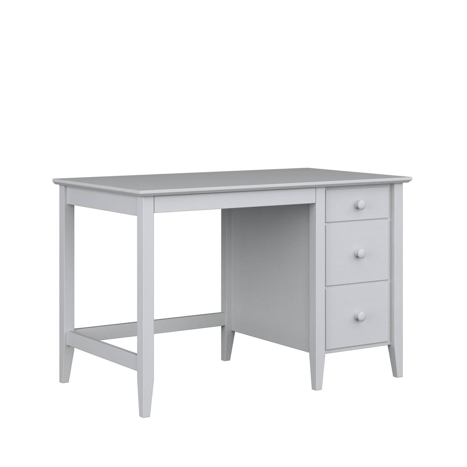 Desk 3S grey – tabletop and drawers, close-up of wooden finish, Nizio