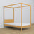 Natural pine canopy bed – decorative wooden frame, safe for children