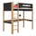 Black and Oak Wooden Loft Bed with Desk – Children’s Room, Scandi Nizio