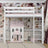 Loft bed white – wooden ladder and safety rail, Nizio Home