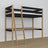 Black and Oak Wooden Loft Bed with Desk – Frame and Slats, Nizio