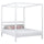 Wooden canopy double bed N01 white – overall view, solid pine wood