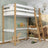 White and Oak Wooden Loft Bed – Free Space Under the Sleeping Area, Nizio