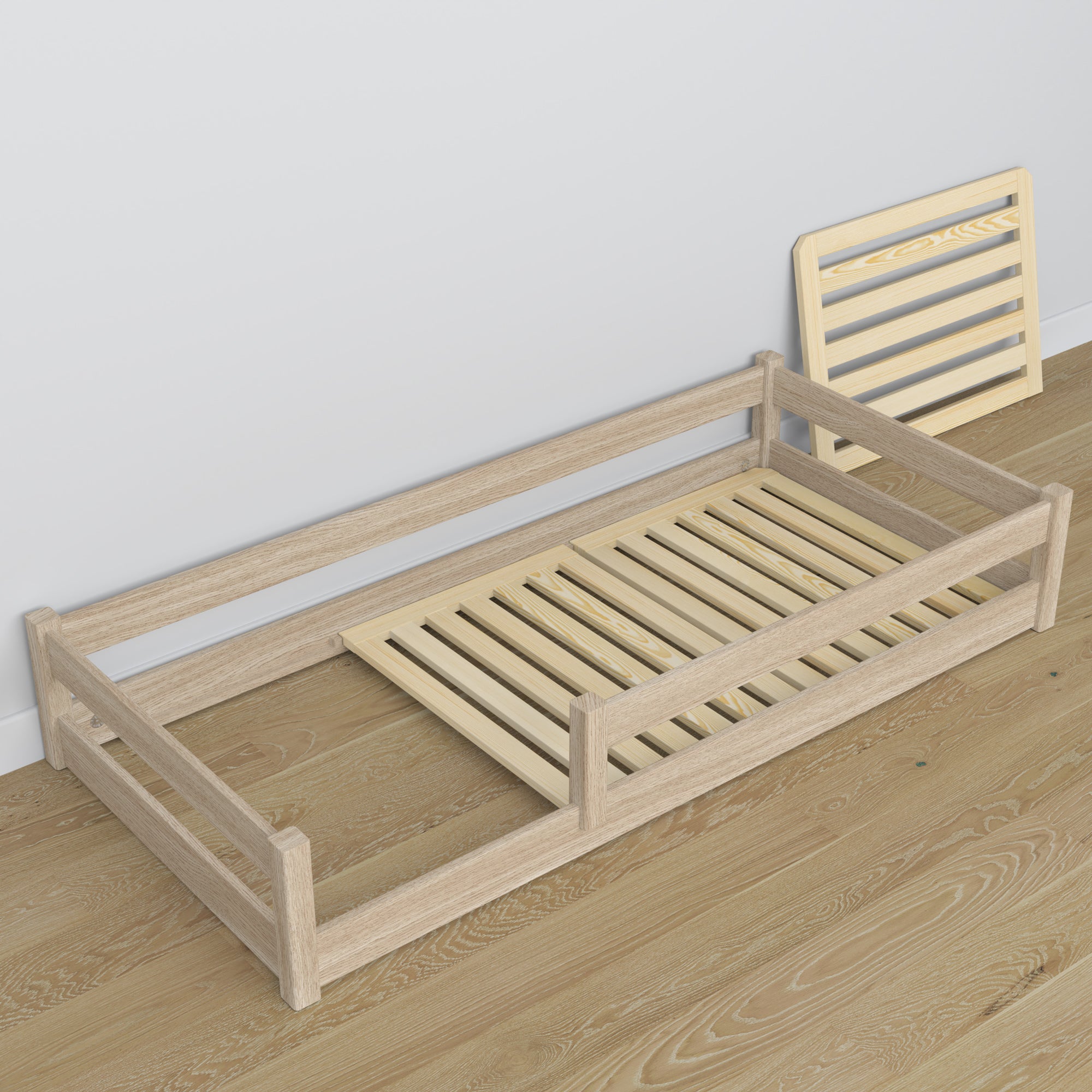 Low Bed Oak Bleached Oak – Rear Section and Proportions, Scandi Bedroom