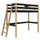 Black and Oak Wooden Loft Bed – Children’s Room, Solid Wood, Scandi Style
