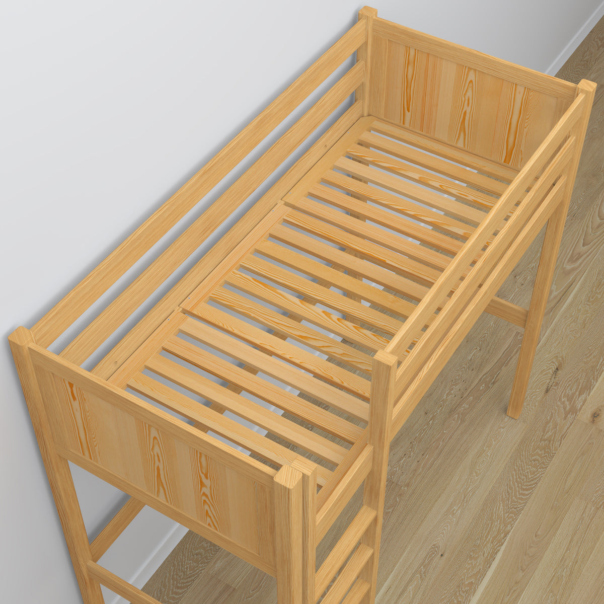 Natural Pine Wooden Loft Bed – Ladder and Joint Details, Nizio Home