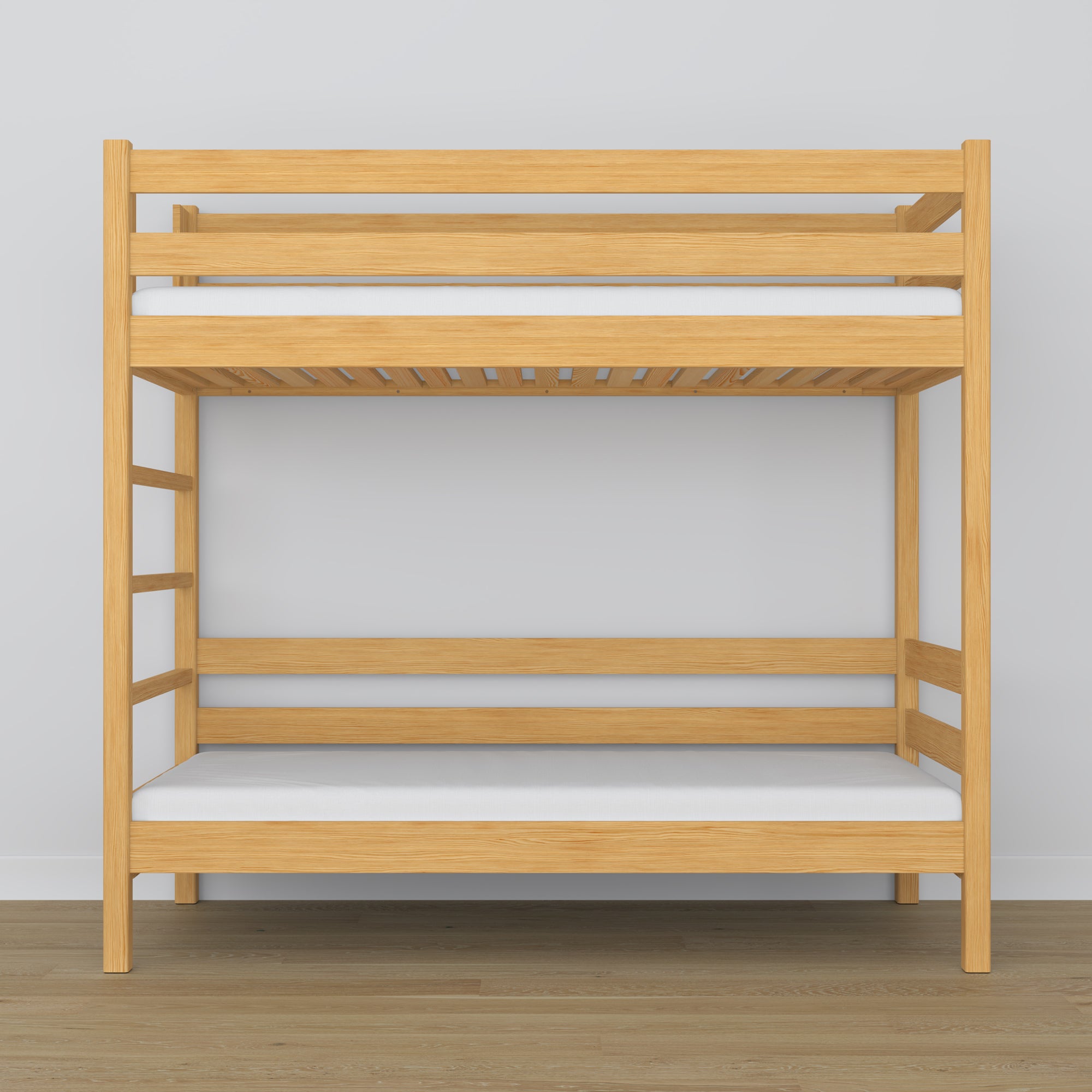Natural Pine Wooden Bunk Bed – Slatted Frame, Durable Joinery Joints