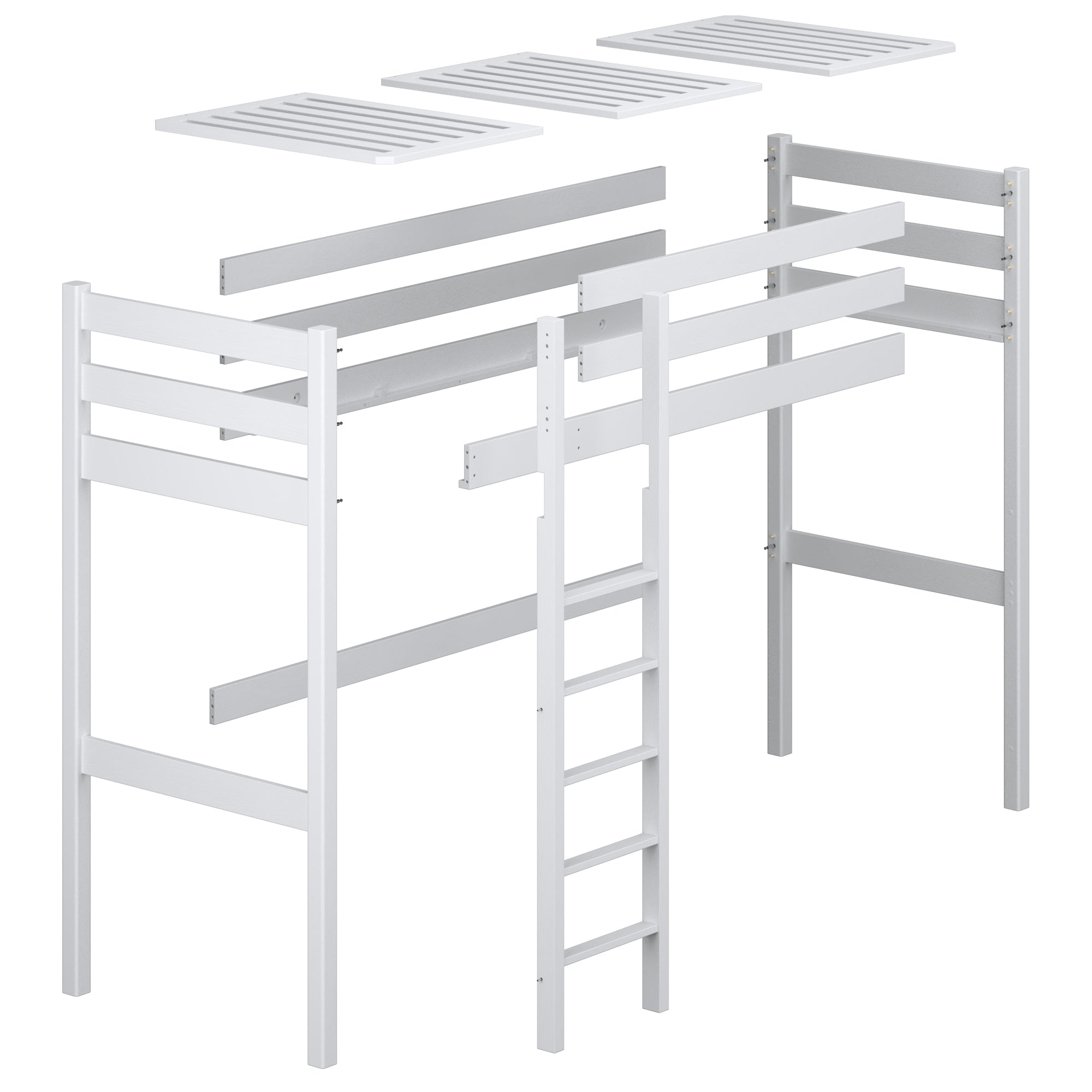 Loft bed clear pine wooden – dimensions and diagram, Nizio