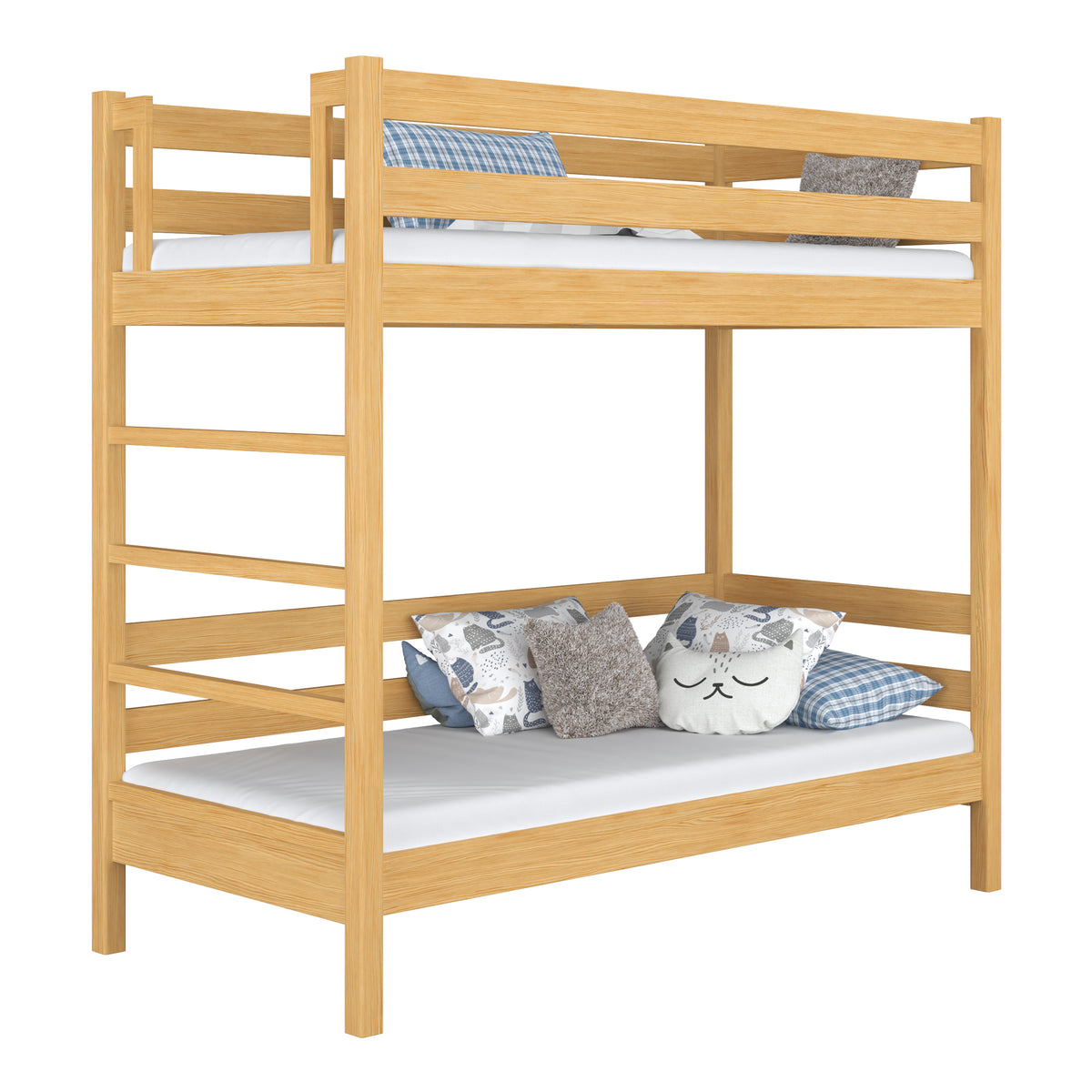 Natural Pine Bunk Bed in Children’s Room – Scandi Arrangement, Wooden