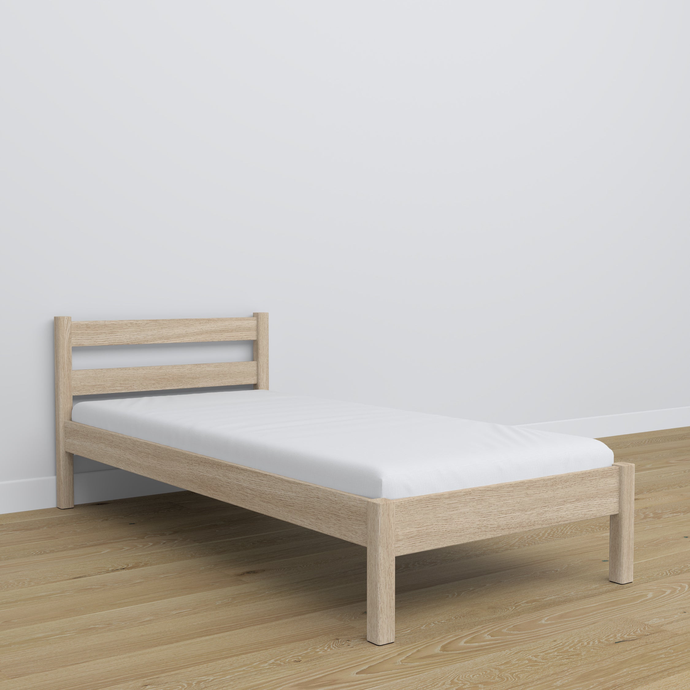 Single oak bed bleached oak – details of joints and wood, Nizio Home