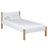 Bed white/oak – wooden headboard, close-up on wood quality, Nizio
