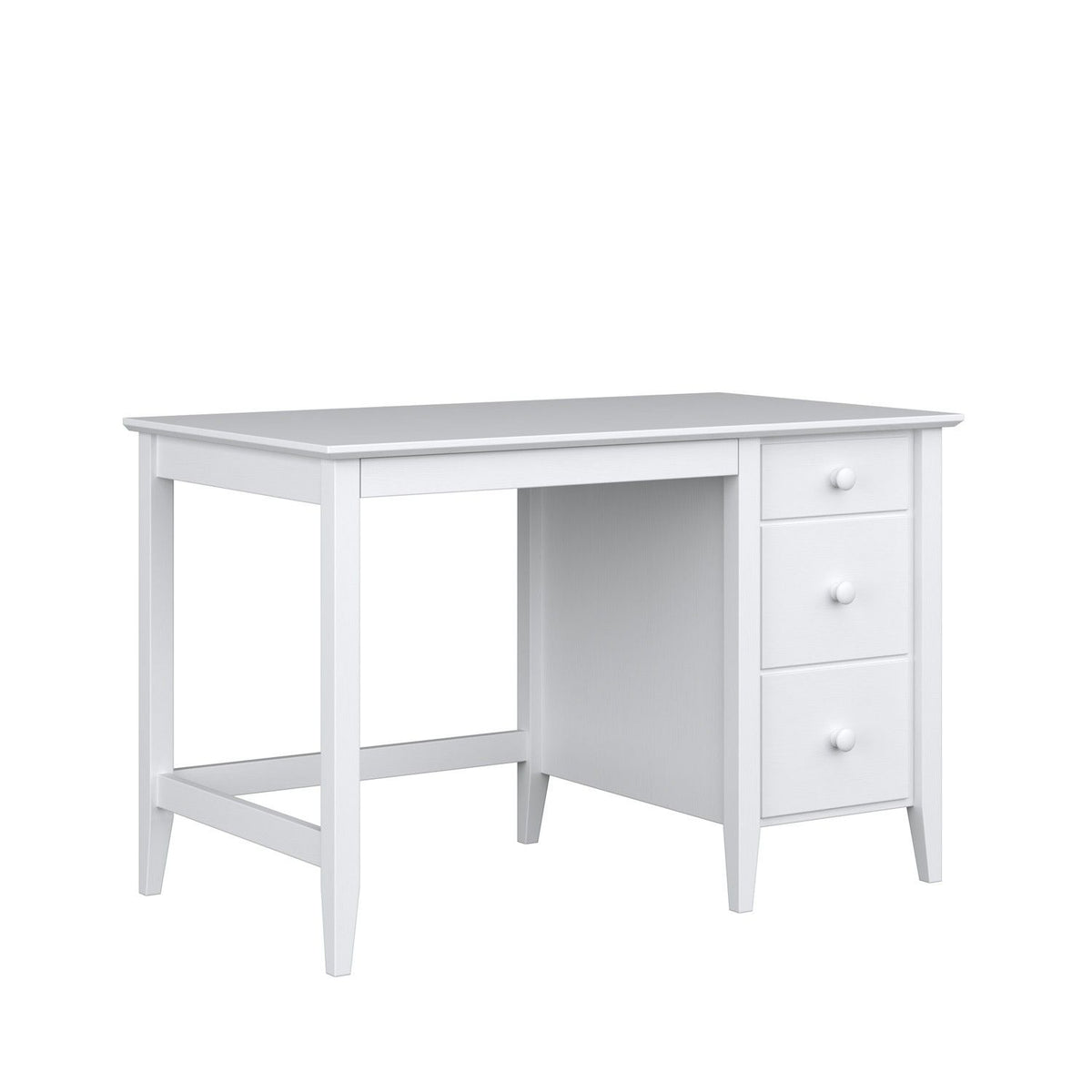 Desk 3S wooden white – angled view, scandi