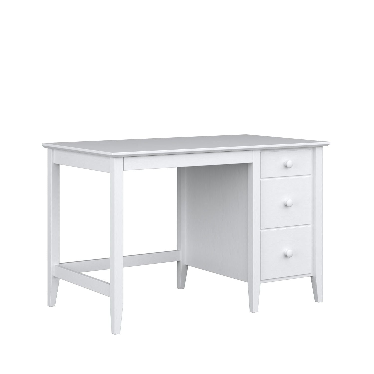 Desk 3S wooden white – angled view, scandi