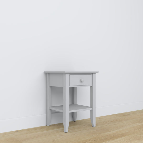 Bedside table N01 grey – wooden, front view, Nizio Home