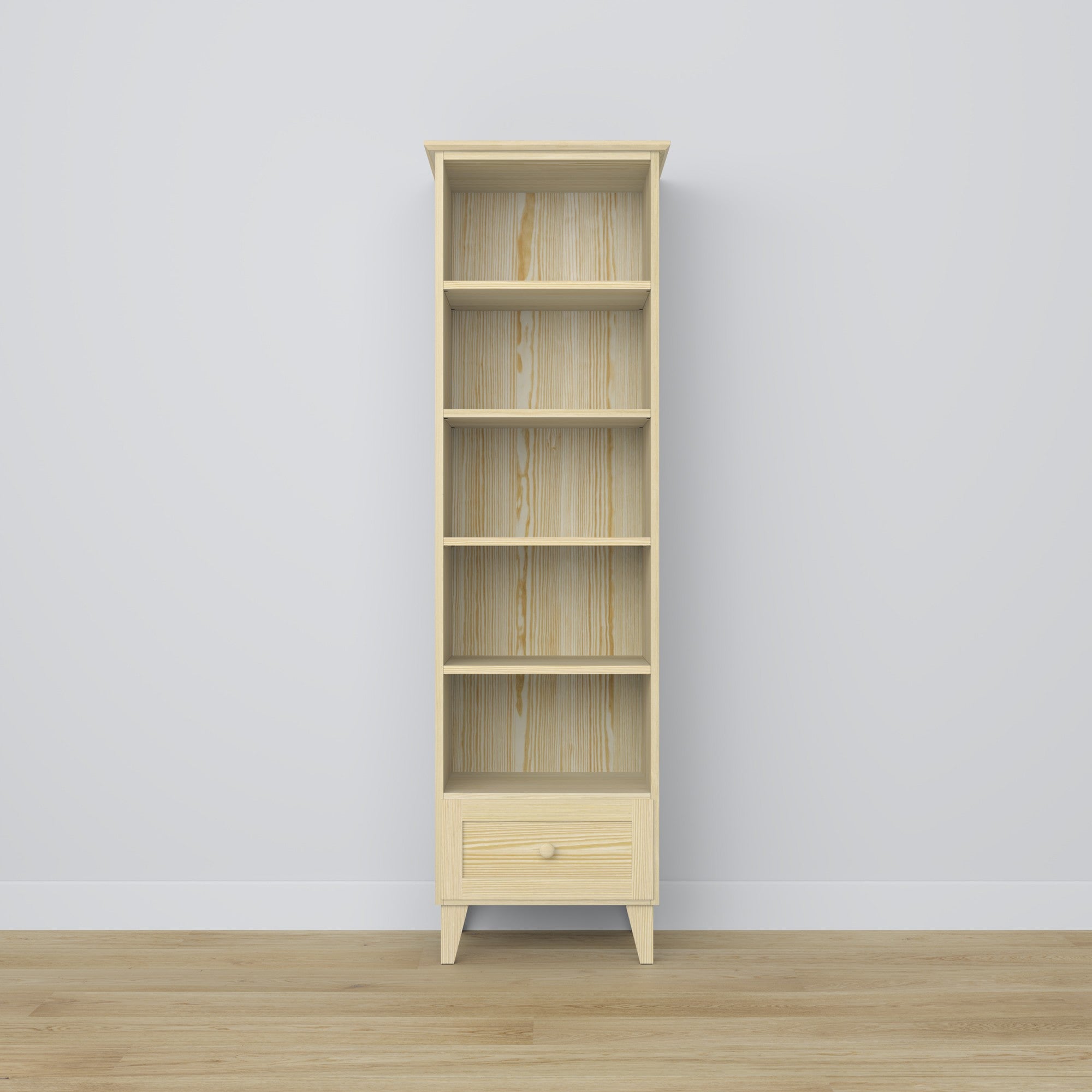 Bookcase with drawer pine clear pine 57 cm – living room and office, Scandinavian style