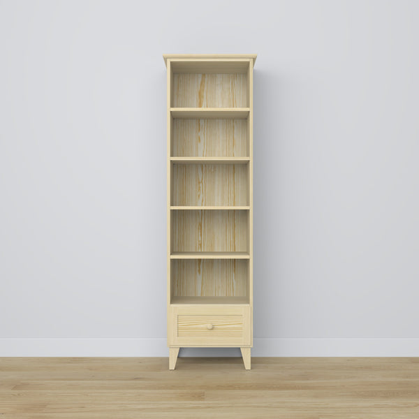 Bookcase with drawer pine clear pine 57 cm – living room and office, Scandinavian style