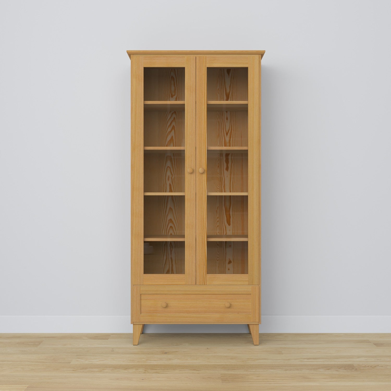 Display cabinet with drawer pine natural pine 90 cm – living room, Scandinavian style Nizio